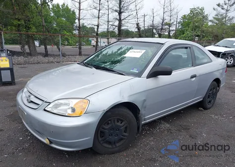 2001 Honda Civic Lx z USA, uszkodzony, nr VIN 1HGEM22501L087222